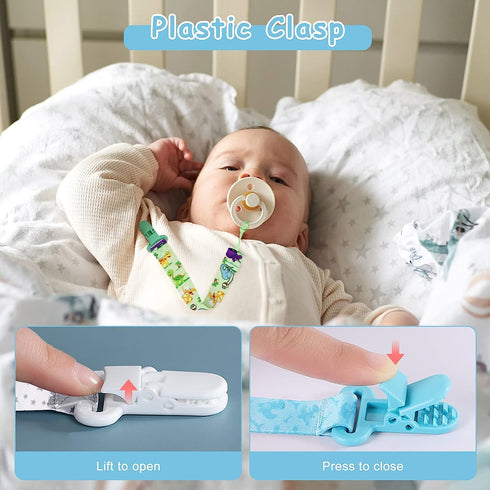 Dooyilets 4 Dummy Dummy 4 Pcs Baby Strap Clip, Pacifier Clip Holder Straps with Silicone Adapter, Soother Chains Clips