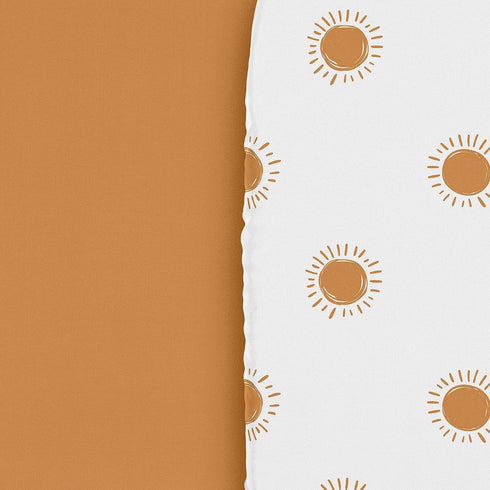 Set 2p Sweet Jojo Designs Orange and White Vintage Boho Sun Boy Girl Unisex/Gender Neutral Baby Bassinet Sheets Fitted