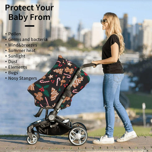 Schgap Gingerbread Men Car Seat Cover for Baby, Nursing Cover Breastfeeding Baby Carrier Covers Carseat Canopy