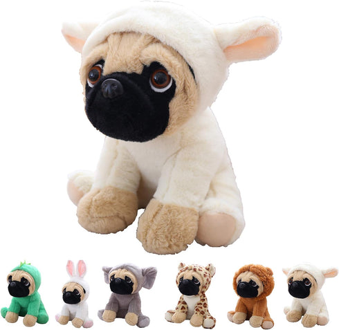 Cute Pug Stuffed Animal Cosplay as White Sheep Lamb Plush Toy, Soft Pug Dog Toy in Sheep Lamb Costume, Great Plushies