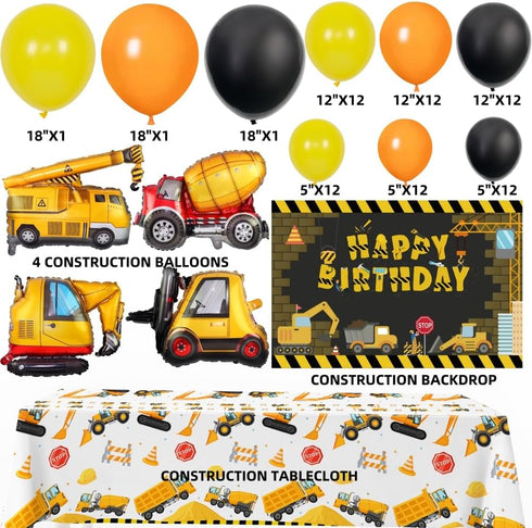 FIGEPO Set Construction Party Supplies Dump Truck Party Decorations Kits arch kit Garland, Construction