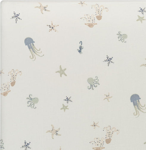100% 28" 52" Crane Baby Cotton Under The Sea Fitted Crib Sheet with Jellyfish Design, Neutral Crib Sheets, Fitted