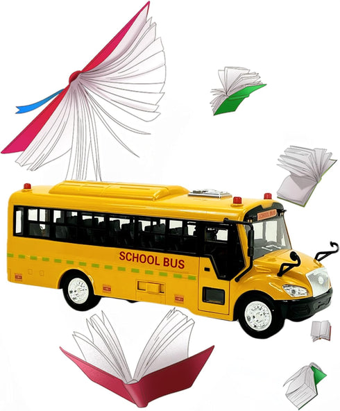 Big Daddy Huge Yellow School Bus - Pull Back Toy School Bus with Lights, Sounds, and Openable Doors for Toddlers