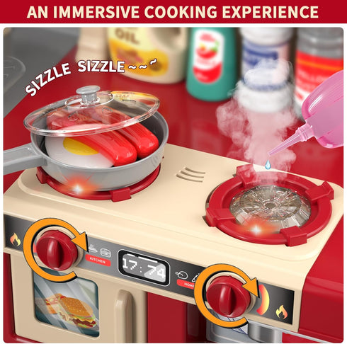 WATUDOU Playset Sets 3 4 5 6 7 8, Kids Kitchen for Toddlers Girls, Toy Kitchen Pretend Play Food Toys for Kids Girls