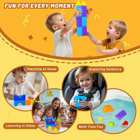 1.65 Inch 3D 1-3 (15PCS) Pairez Toys Magnetic Building Blocks, Large Magnetic Stacking Blocks for Toddlers, Magnet