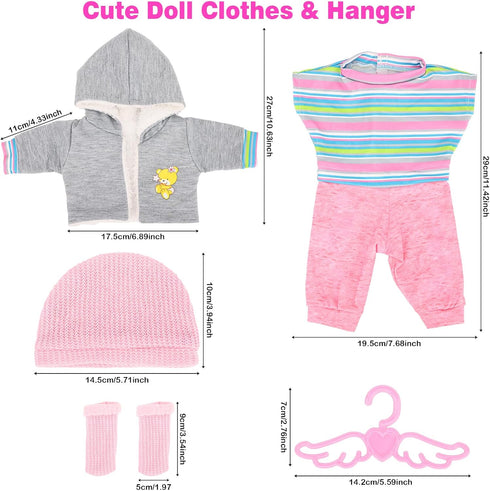 HONLAELLA 5 14-16 inch 18 Inch Pieces Baby Doll Clothes & Accessories with Outfit, Hat, Coat, Socks, Hanger for Baby