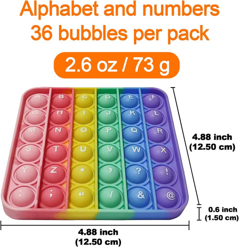 Alphabet Pop Fidget Toy Letters ABC Numbers, Educational Toys Square Sensory Popper Games for Kids
