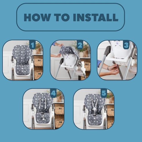 3-5 Todays Kids High Chair Pad - Machine Washable High Chair Cover, Easy Use Highchair Cushion, Soft Highchairs Covers