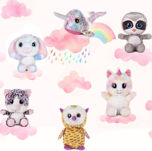7" 6 My OLi Adorable Stuffed Animals Bulk - Pcs Fairy Tale Plush Toys (Sloth, Unicorn, Rabbit, Narwhal, Owl, Cat)