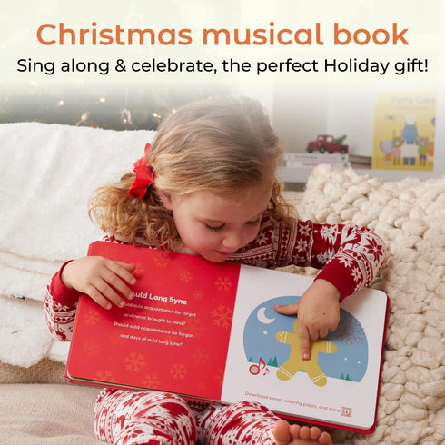 1-3 Cali's Books Jingle Bells USB-C Rechargeable Christmas Musical Book - Toddler Interactive Christmas Books for Kids