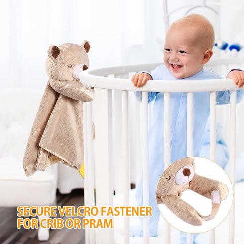 BEREST Rechargeable Baby Cry Sensor Sleep Soother Heartbeat Bear Lovey Blanket Comforter Toy, Help Newborns Go to Sleep