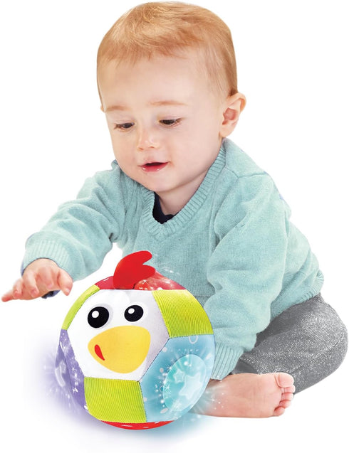 Yookidoo Baby Lights N' Music Friends Ball A Soft Newborn Musical Ball Toy with Flashing Stars and Three Friendly Farm