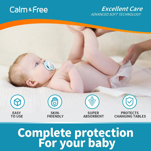 Calm&Free 18x 24(100 Count) Baby Disposable Changing Pads, Underpads Portable Diaper Changing Pads