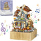 Music Box Building Blocks Set: Japanese Street View Windmill House Creative Model for Adults