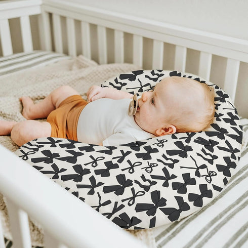 Black Bows Baby Nursing Pillow Covers for Girl Boy Valentine Bows Nursery Feeding Pillowcase for Breastfeeding Pillows