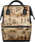 Hsnar Vintage Tableware Waterproof Diaper Bag Backpack Large Capacity Baby Bag with Stroller