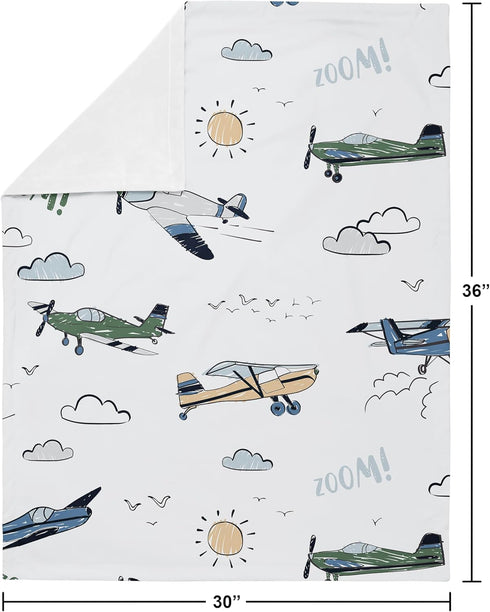Sweet Jojo Designs Vintage Airplane Boy Soft Baby Blanket Receiving Security Stroller Swaddle Toddler Newborn Infant