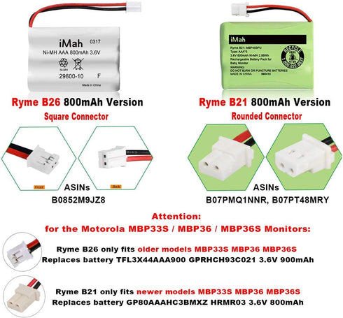 iMah 29600-10 Summer 28650 29000 29000A 29040 29030 Ni-MH Battery Replacement for Infant Baby Monitor Wide View & Clear