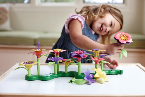 Green Toys Build-a-Bouquet, 44 Piece Pretend Play, Motor Skills Building and Stacking Kids Toy Set, Made in USA