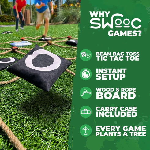 SWOOC Games - Giant Tic Tac Toe Outdoor Game | 3ft x 3ft | Instant Setup, No Assembly | Bean Bag Toss Outdoor Games for