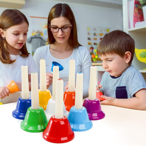 Tosnail 8 Note Metal Hand Bells - Colorful Musical Percussion Toy Instruments for Kids, Children