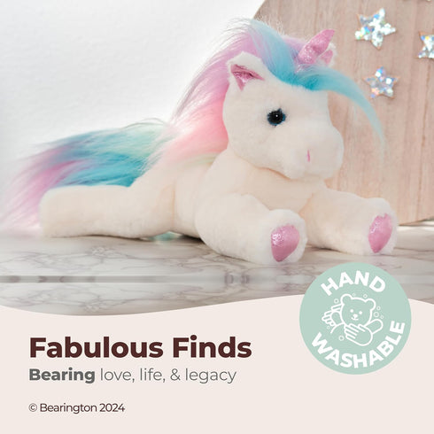 Bearington Collection 10-Inch Unicorn Stuffed Animal Plush - Rainbow Shimmers White - Soft Fluffy Magical Gift for Kids