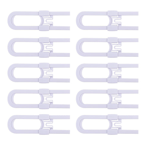 Sliding Cabinet Locks for Baby Proofing, Adjustable Child Safety Latches for Knobs & Handles, 10 Pack, White