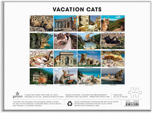 Vacation Cats 1500 Piece Puzzle: Galison, Features Cats in Famous Locations, Great Gift for Cat Lovers
