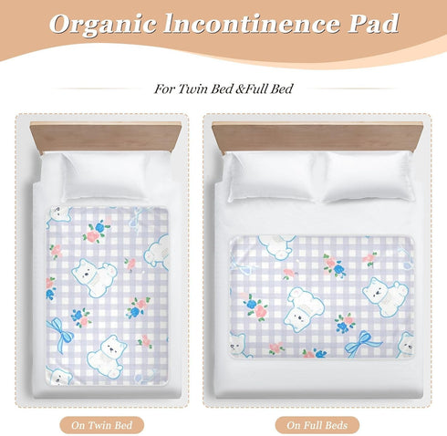 siphylline 52" 34" Cartoon Cute White Dog Plaid Extra Large Resuable Potty Training Pee Pad Waterproof Washable Potty