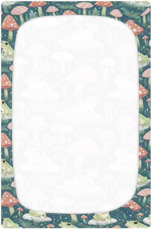 CHSIN 21216810 Fitted Crib Sheets Cute Frogs Mushroom Baby Crib Sheets for Boy & Girl Toddler Mattress Sheets