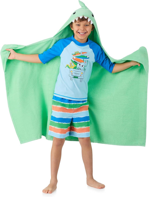 Set 2 Pack Saint Eve Kids Hooded Bath Towel - Super Soft and Absorbent Fun Shark Towels - Beach, Bath & Pool Covers