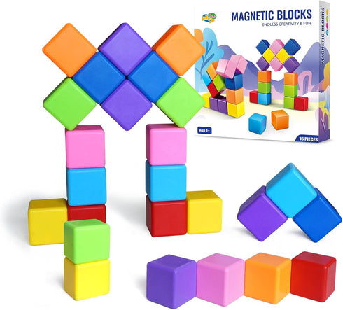 Large Magnetic Building Blocks in 8 Colors, 1.65 Inch Magnet Cubes for