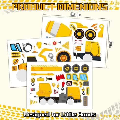 Ozepao 24 Sheets Construction Truck Stickers for Kids, Make Your Own Construction Vehicles, Car Party Favors,DIY Crafts