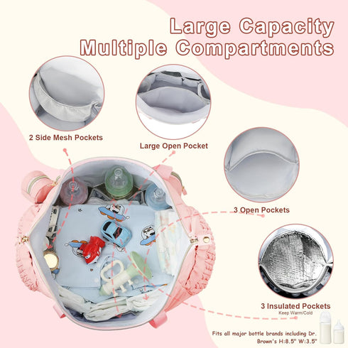 6pcs, Yorige Diaper Tote Bag for Baby Large Mom Hospital Bags with Changing Pad Pacifier Case for Labor Delivery Boy