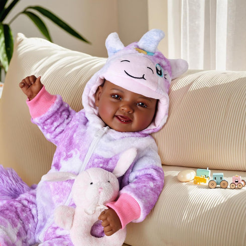 5-Piece Set 15-Inch 3+ BABESIDE Value Black Baby Doll Includes Lifelike Doll, Clothing, Birth Certificate, Bottle
