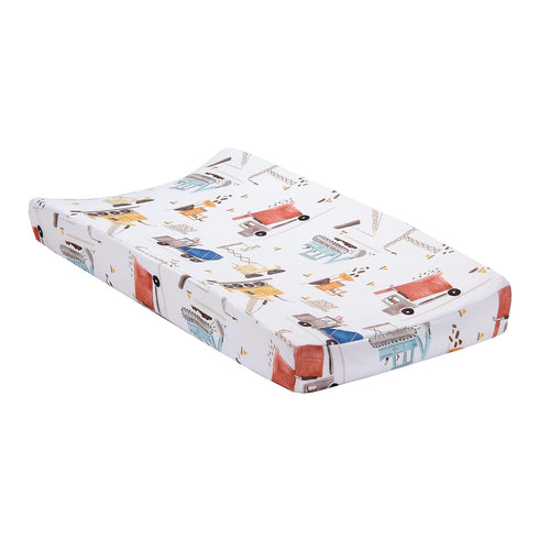 Bedtime Originals Construction Zone Changing Pad Cover, White/Trucks