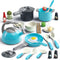 Bruvoalon 32Pcs Kids Play Kitchen Toy Set, Pretend Cooking Accessories with Pots, Pans, and Foods for Girls Boys