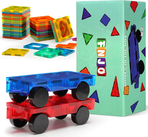 Set, 2 FNJO Magnetic Car Compatible with Magnetic Tiles, Car Trucks