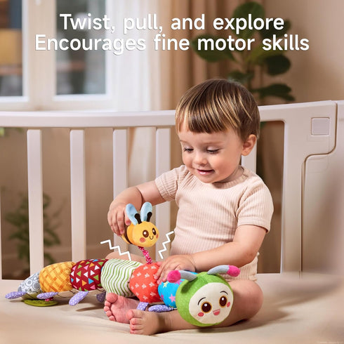 0 3 6 9 12 Tummy TUMAMA Baby Toys for Months, Caterpillar Sensory Toy, Infant Baby Stuffed Animal Activity Soft Toys