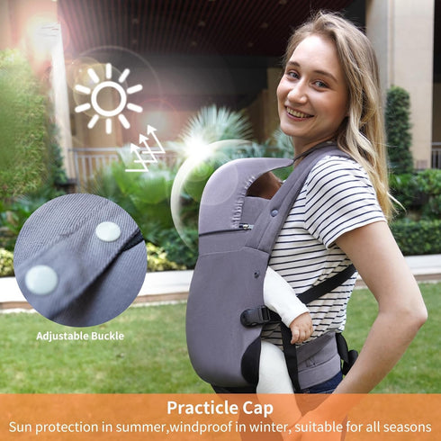 (7-44 lbs), Ergonomic Baby Carrier Newborn to Toddler Lightweight Infant Carrier with Windproof Cover & Bottle Bag