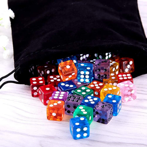 AUSTOR 100 Pieces Dice Set, 12mm Game Dice, Translucent Colors for Tenzi, Farkle, Yahtzee