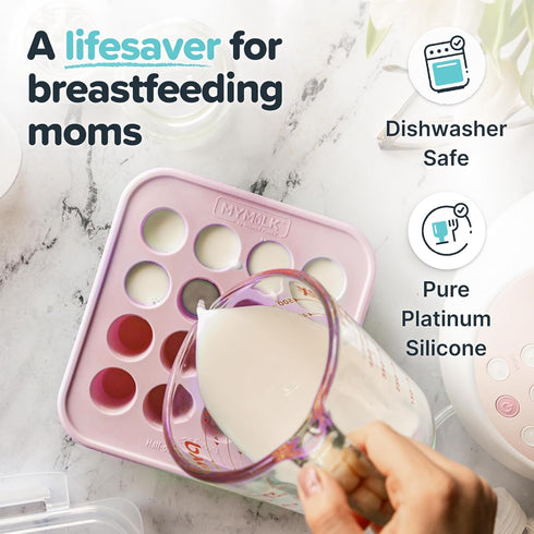1/2 oz. 8 oz., 2-Pack Souper Cubes MyMilk Silicone Breast Milk Freezer Trays, Each Pure Platinum Food-Grade Silicone