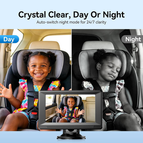 Mtawosh 1080P Baby Car Camera HD - Car Baby Monitor with Night Vision, Adjustable View Angle, Easy Installation