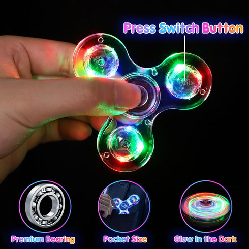 Gigilli Fidget Spinners 6 Pcs - LED Light Up Bulk Fidget Spinners for Kids 4-12 - Glow in The Dark Party Supplies