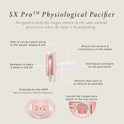 0-6 2 Pack Suavinex Bonhomia SX PRO Physiological Pacifier, Supports Breastfeeding Babies, Pacifiers Months, Baby