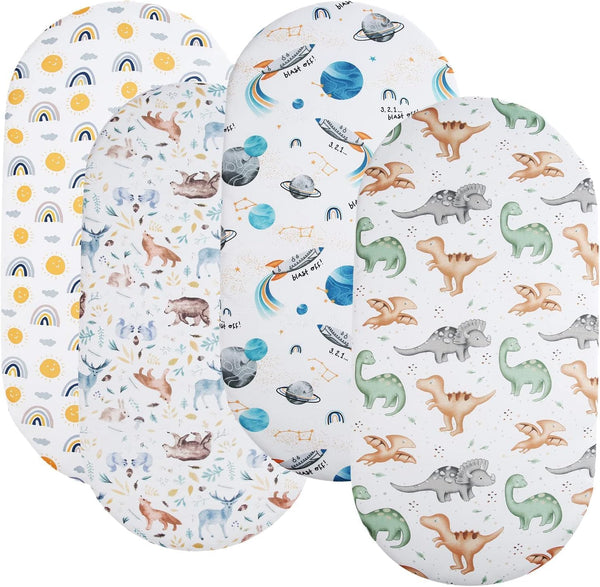 Bassinet Sheet Cradle Sheet 4 Pack Fitted 18 x 36 Inch,Stretchy Ultra