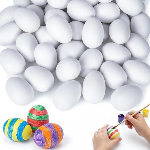 SallyFashion 90PCS White Plastic Eggs, Paintable Easter Eggs for Painting, Easter Decorations,