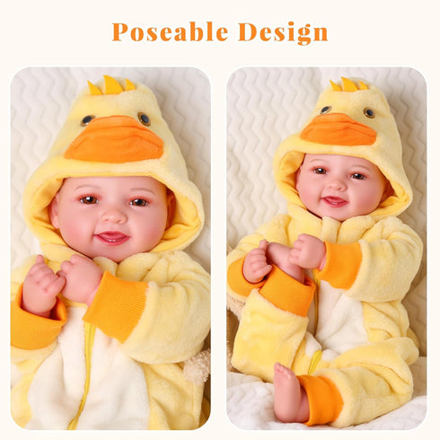 Set 15" BABESIDE Lightweight Baby Doll Realistic Soft Doll for Girls, Easy to Carry & Hug Pretend Play & Gift