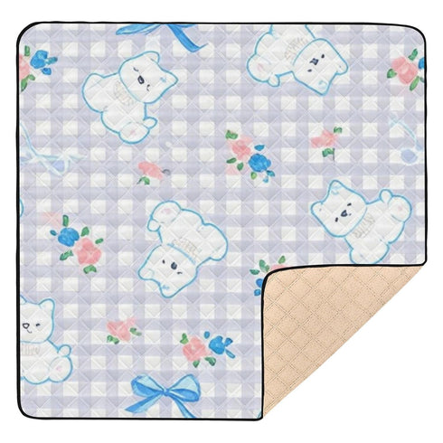 EtherSpher Cartoon Cute White Dog Plaid Large Non-Slip Baby Care Play mat for