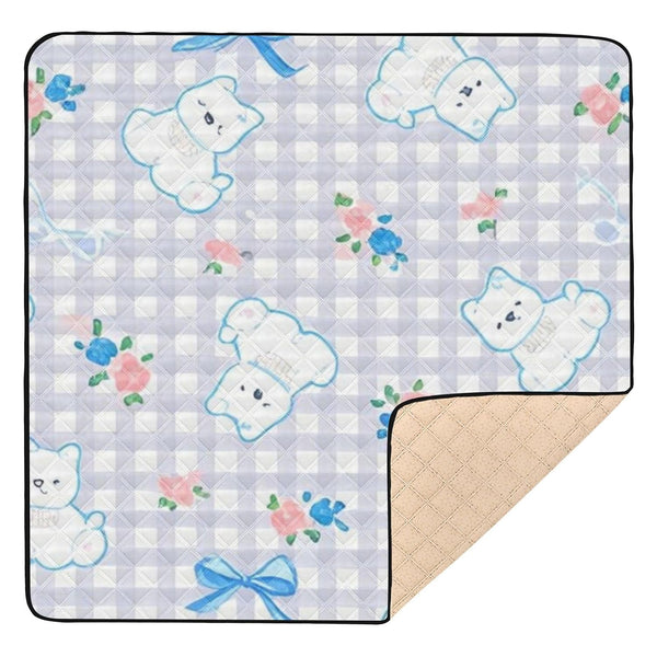 EtherSpher Cartoon Cute White Dog Plaid Large Non-Slip Baby Care Play mat for